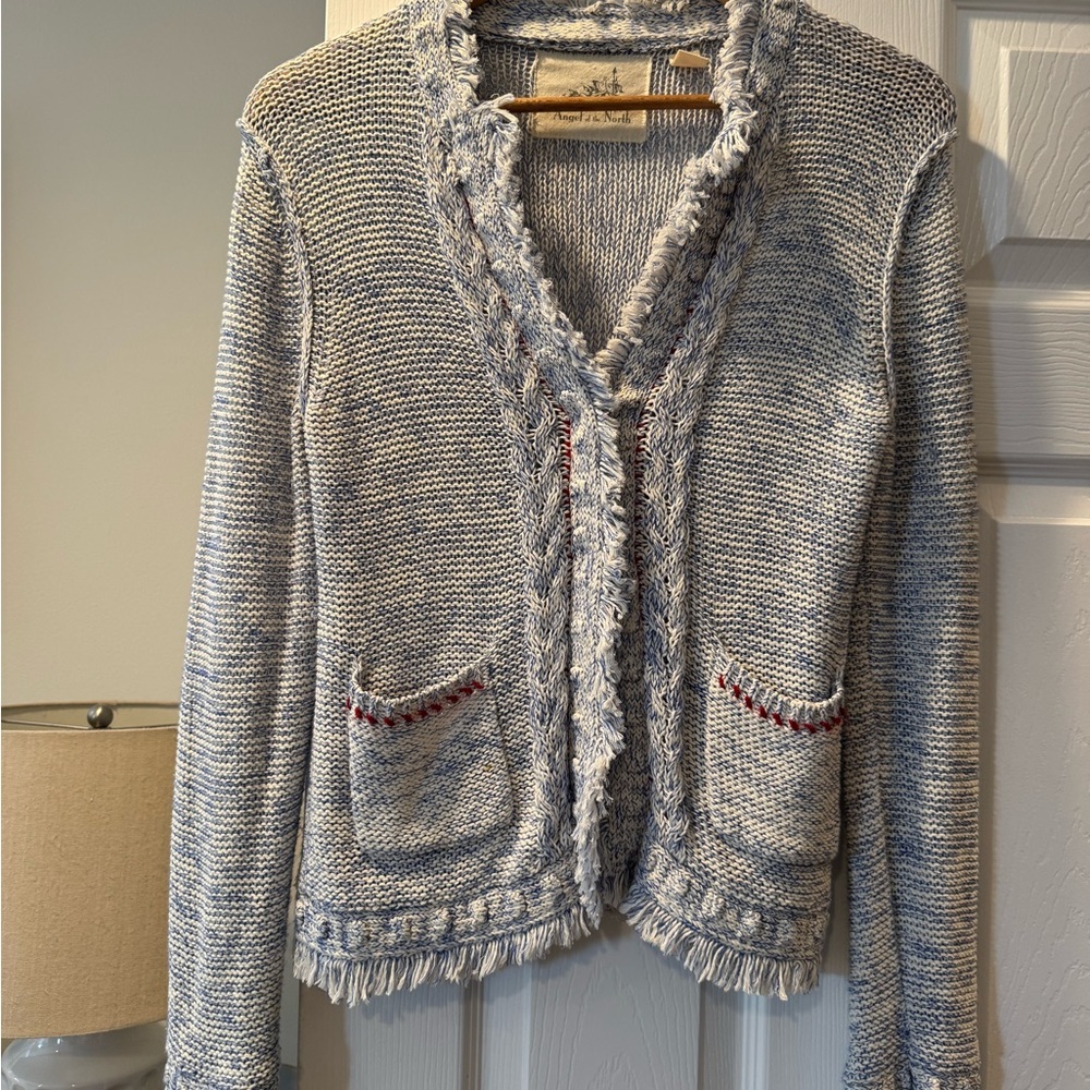 Stylish Blue Fringed Women's Sweater
